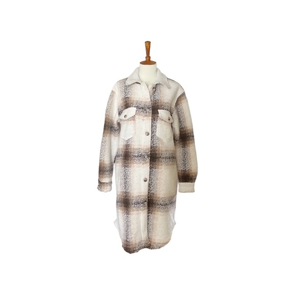 Joie Windowpane Plaid Woven Long Shirt Jacket Size Small - Picture 1 of 7